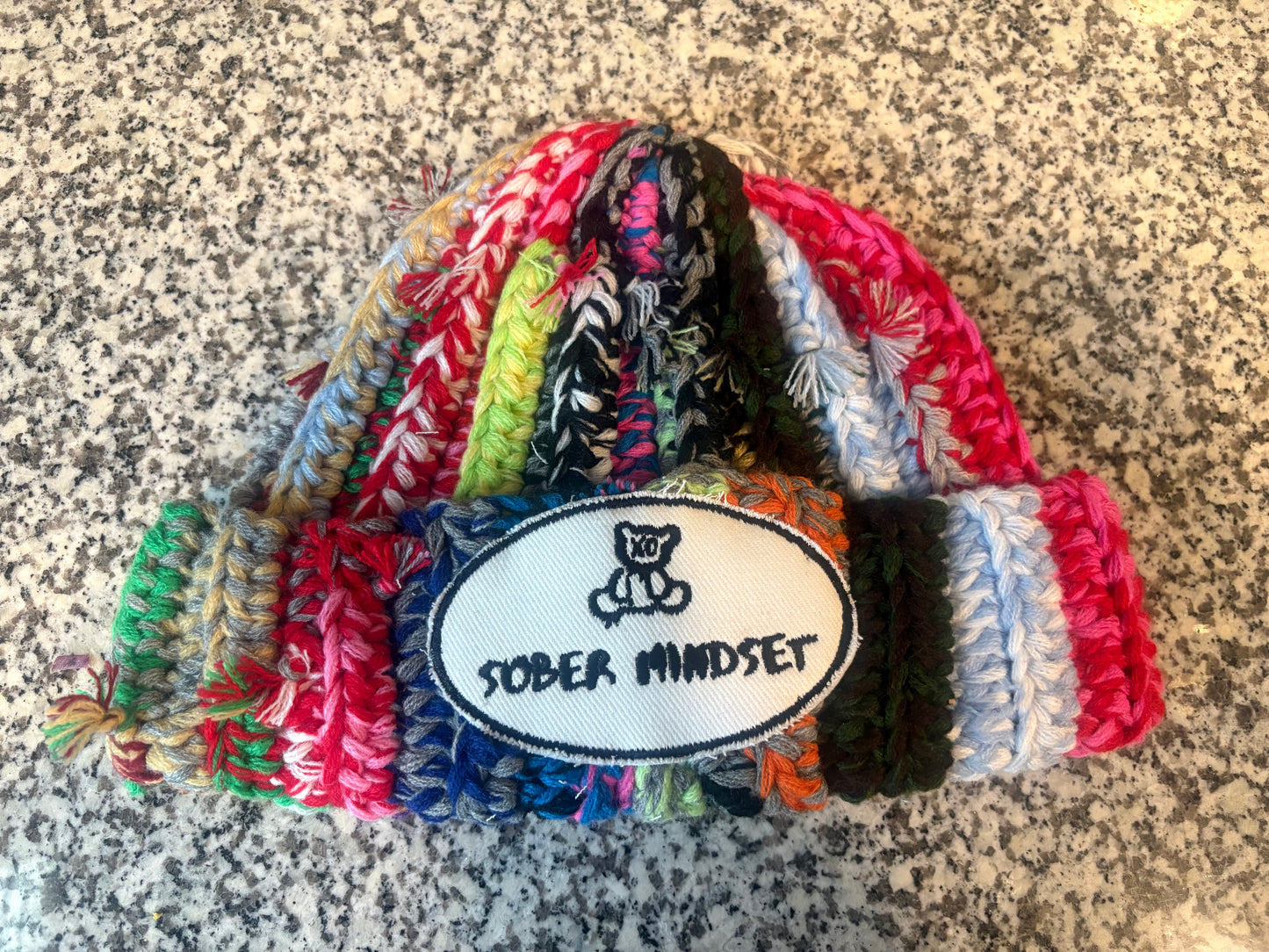 Sober mindset crochet beanie